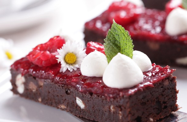 Malinové brownies